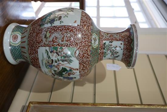 A large Chinese famille verte vase, H. 50cm